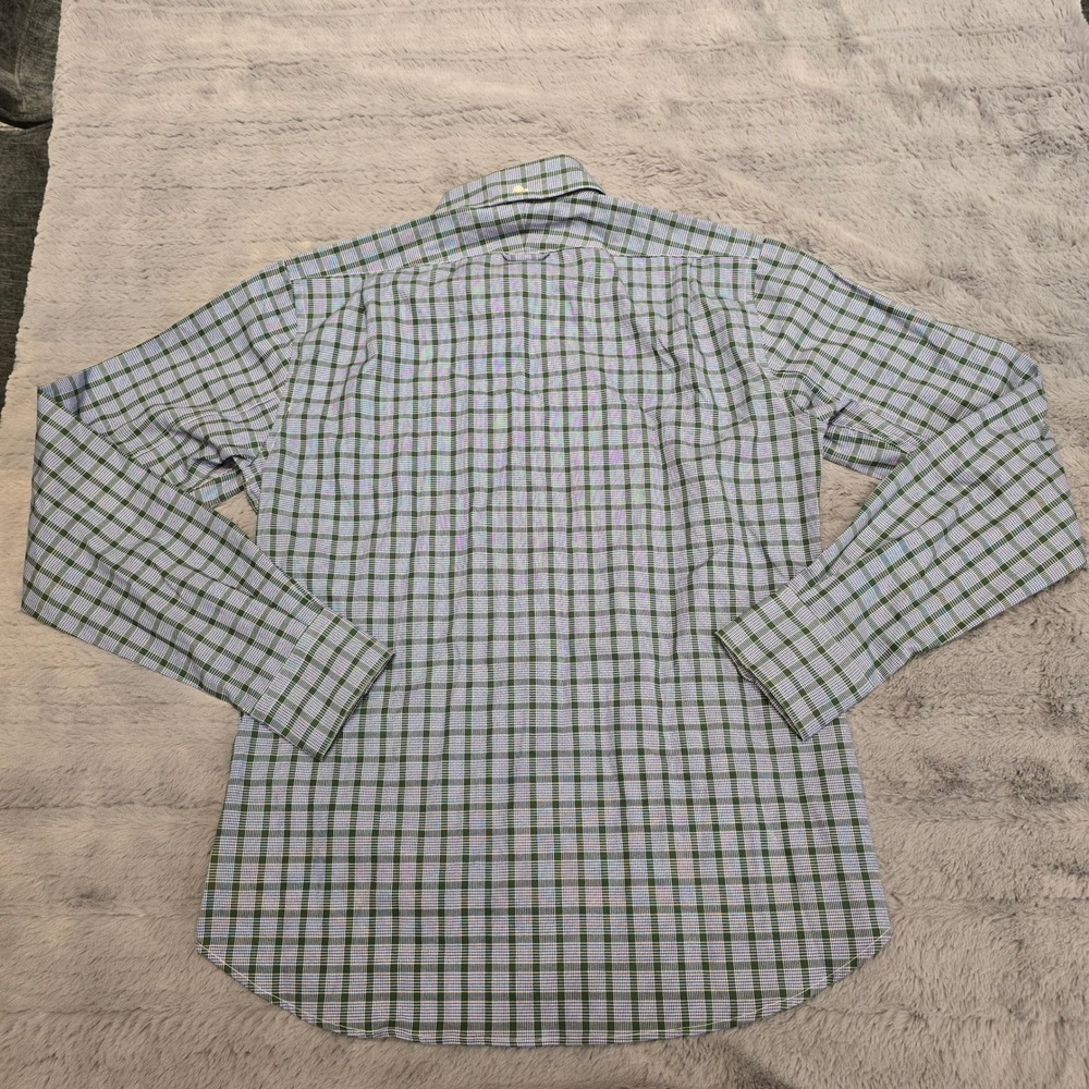 Steven Alan Mens Small Button Down Shirt Plaid Green Blue Cotton Made in USA - Picture 6 of 6